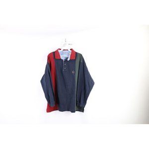 Vintage 90s Streetwear Mens Large Faded Striped Long Sleeve Rugby Polo Shirt